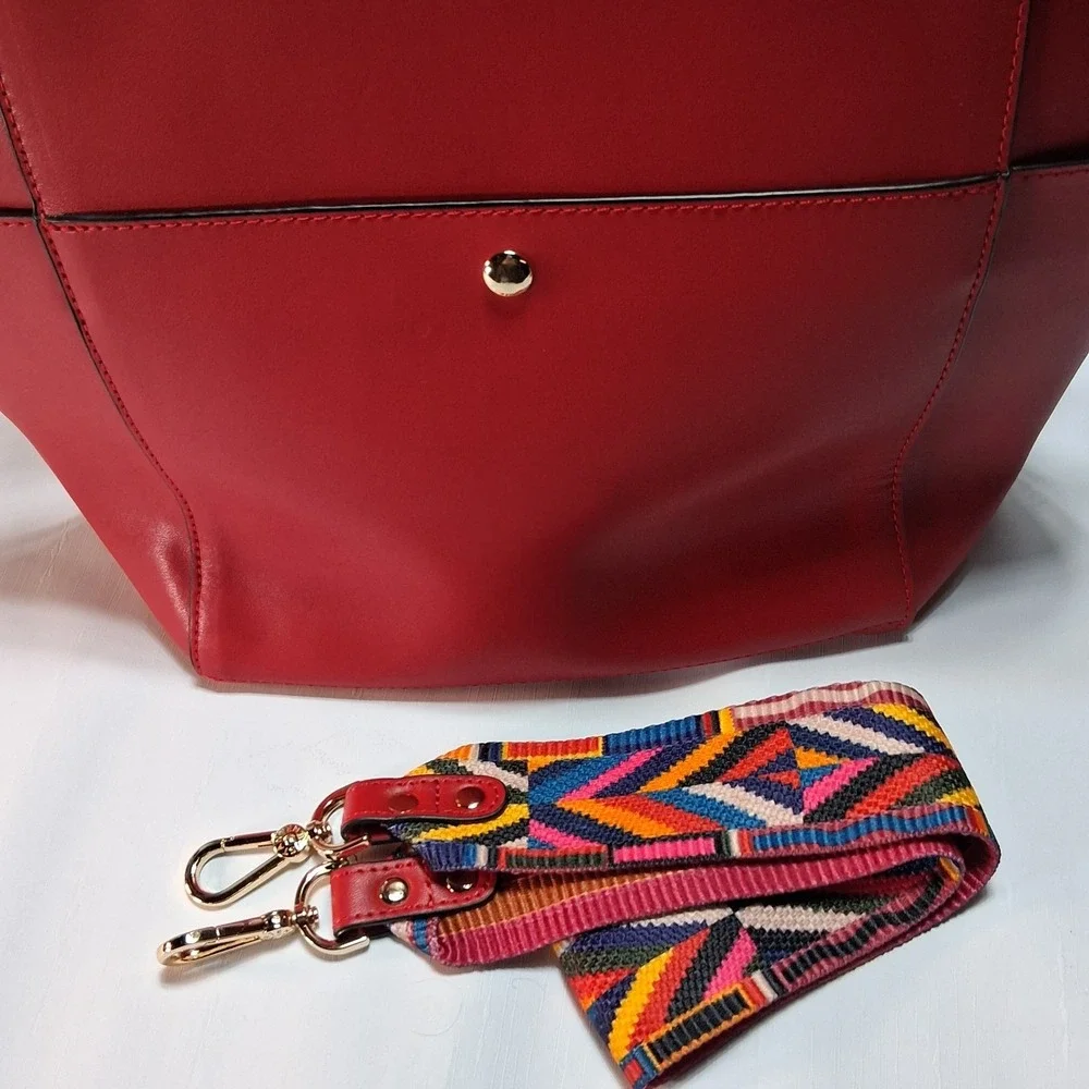 Bostanten Lotty Bright Red Cowhide Leather Hobo Tote Shoulder Bucket Bag +extras